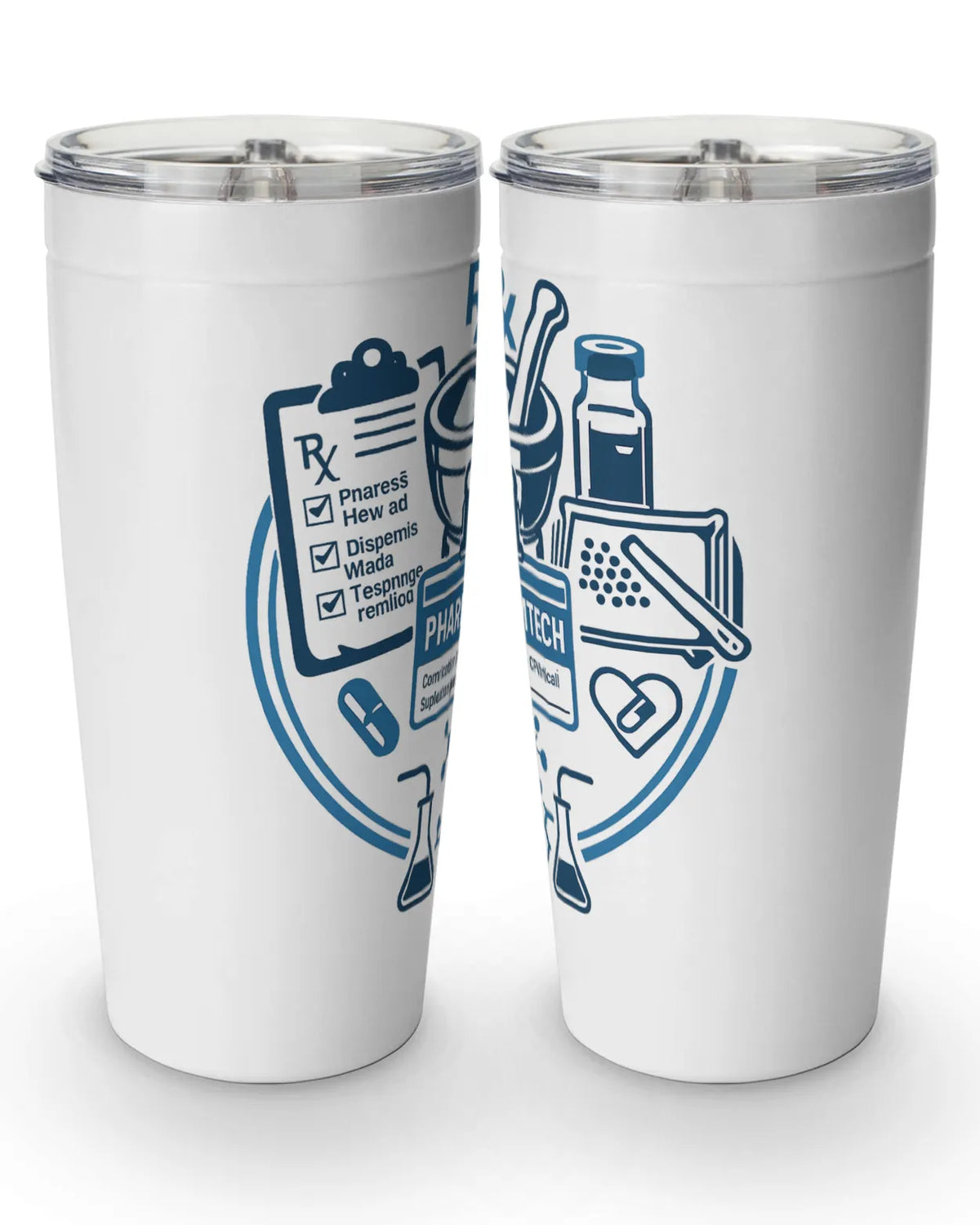 Pharmacy tech tumbler with twist-closure lid