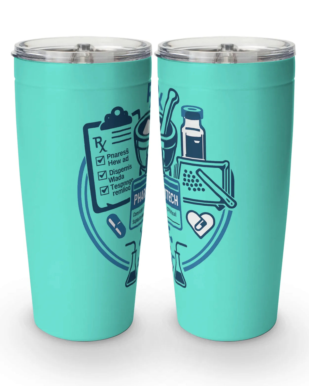 Pharmacy tech tumbler with twist-closure lid