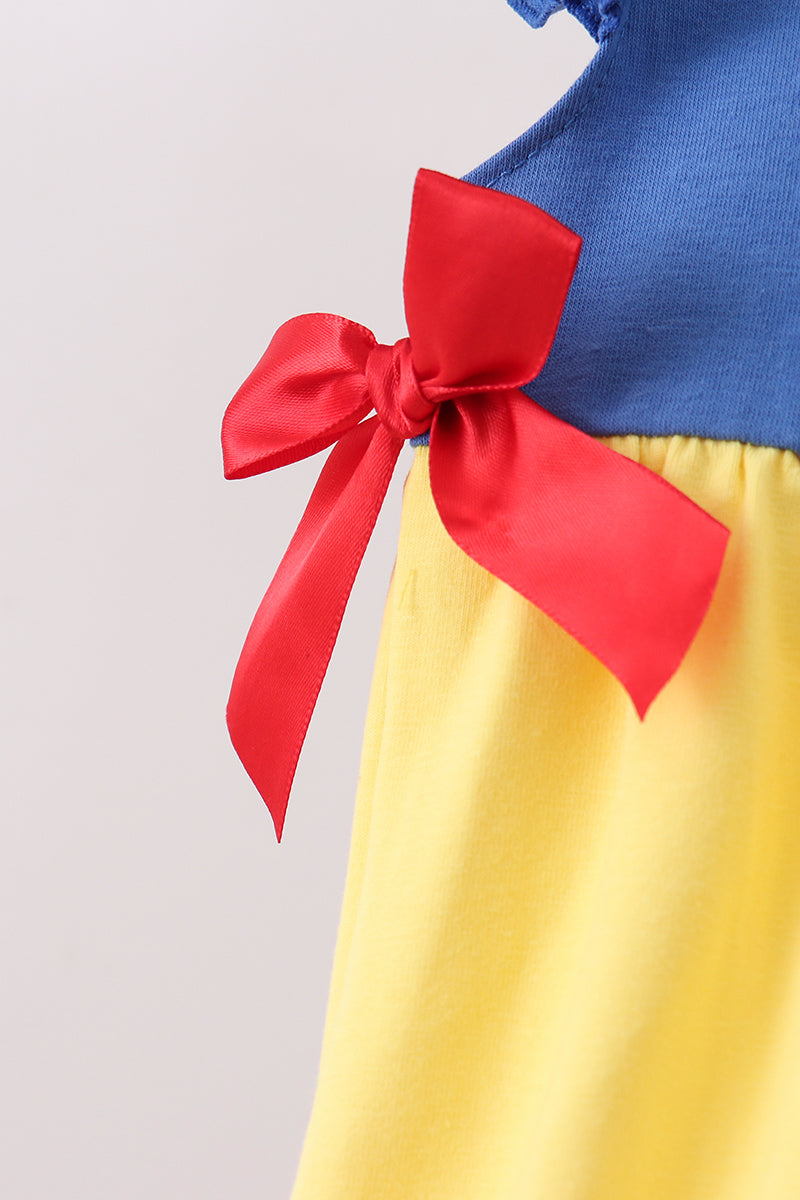 Royal blue&mustard character ruffle bubble
