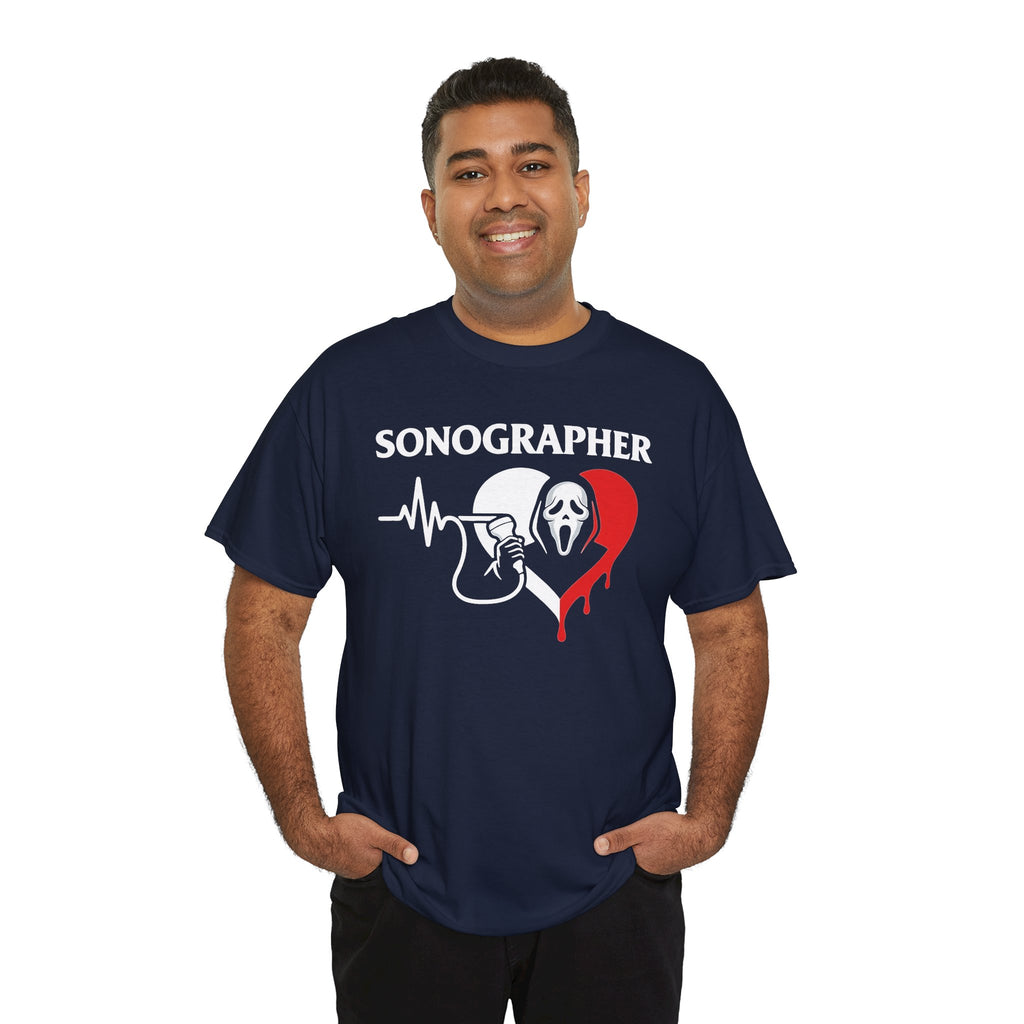 Sonographer Halloween shirt with heartbeat horror graphic