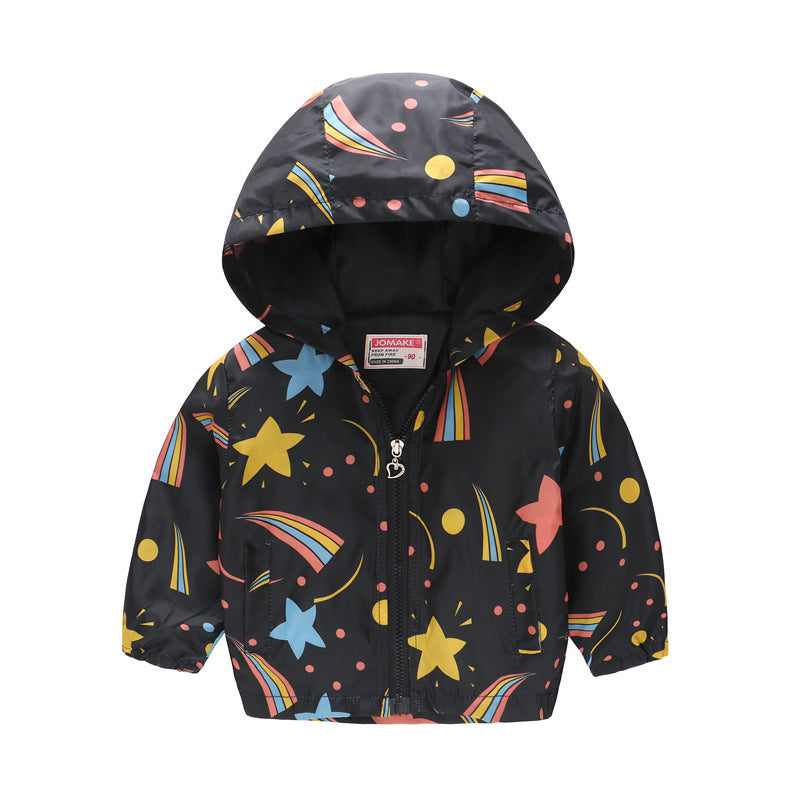 Kids hooded jacket with cartoon print