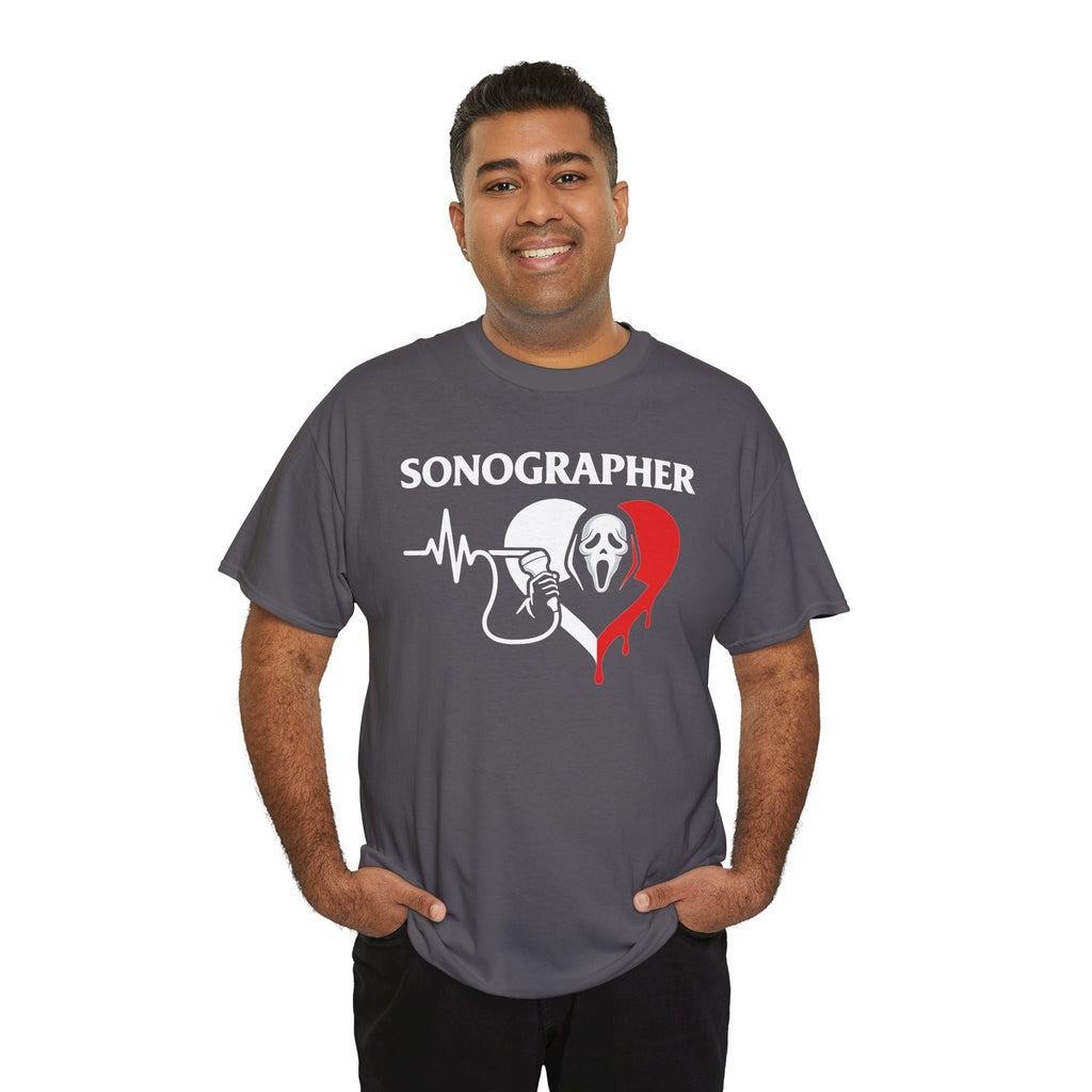 Sonographer Halloween shirt with heartbeat horror graphic