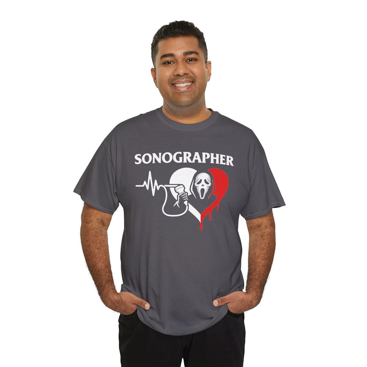 Sonographer Halloween shirt with heartbeat horror graphic