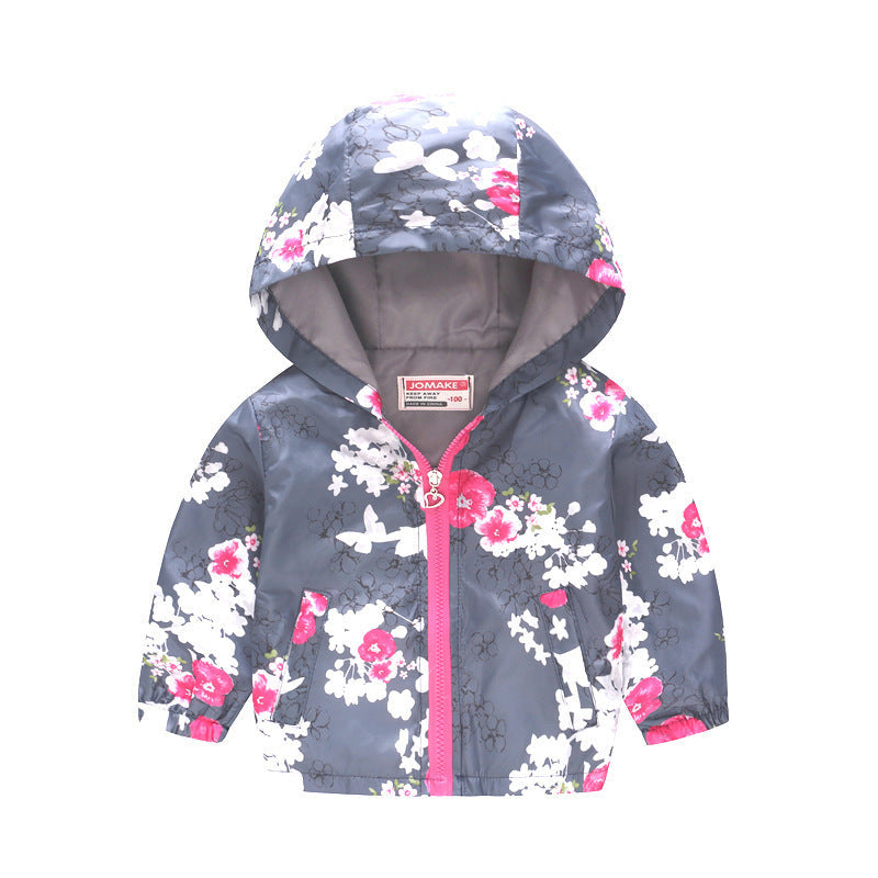 Kids hooded jacket with cartoon print