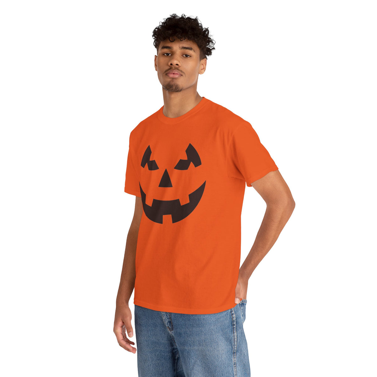 Halloween pumpkin face tee in orange
