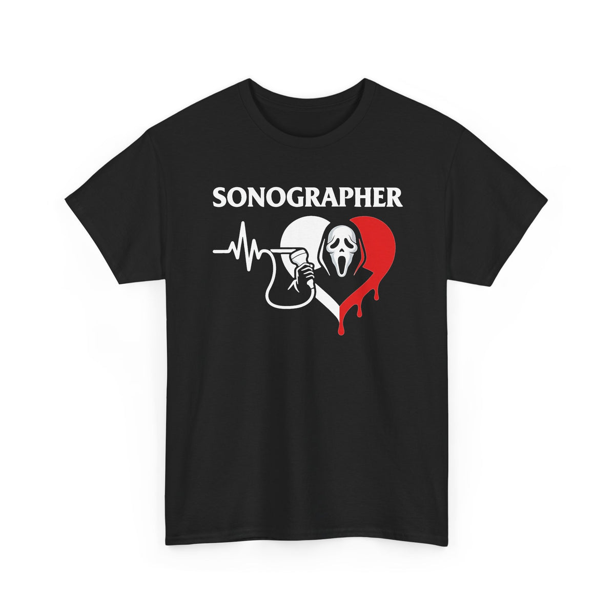 Sonographer Halloween shirt with heartbeat horror graphic