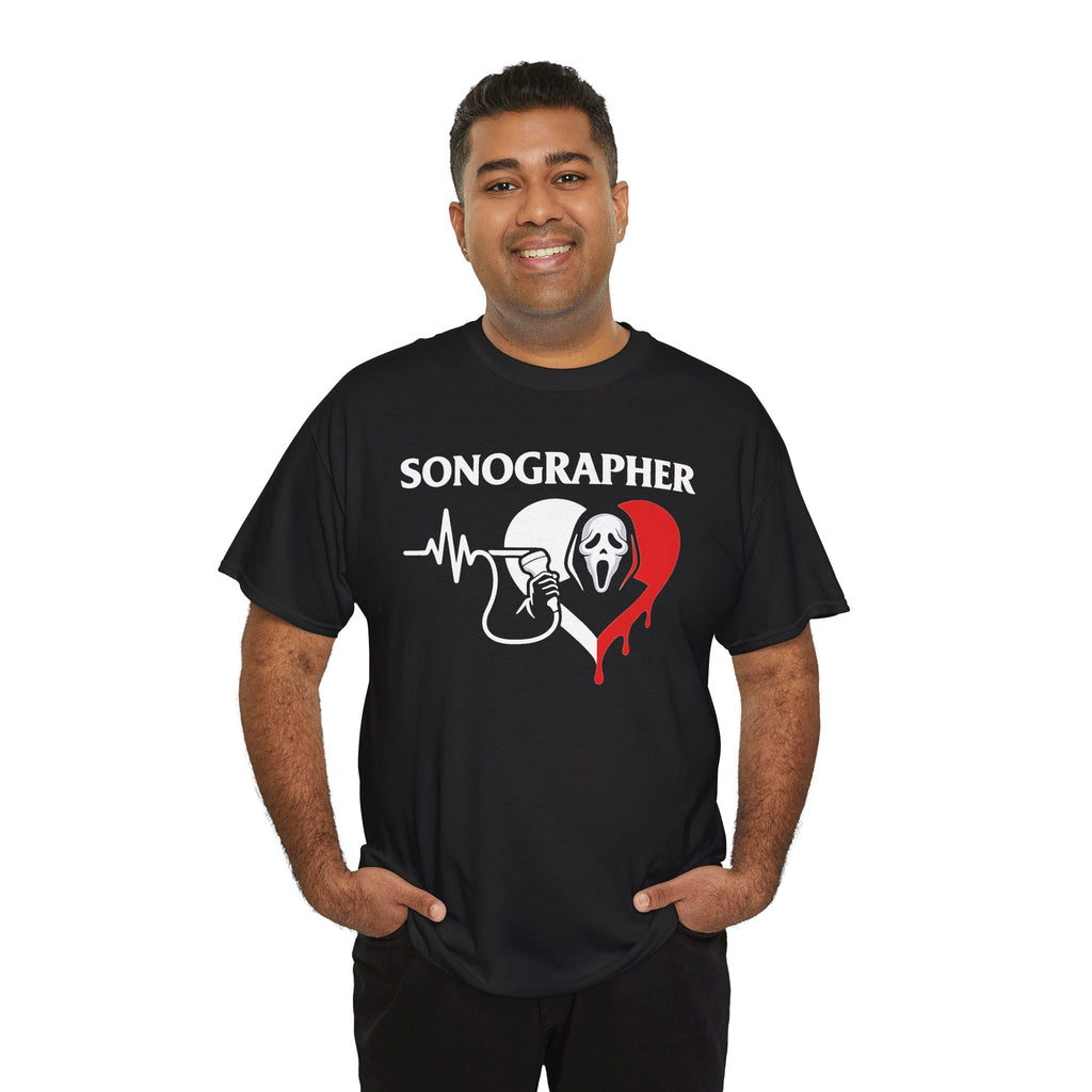 Sonographer Halloween shirt with heartbeat horror graphic