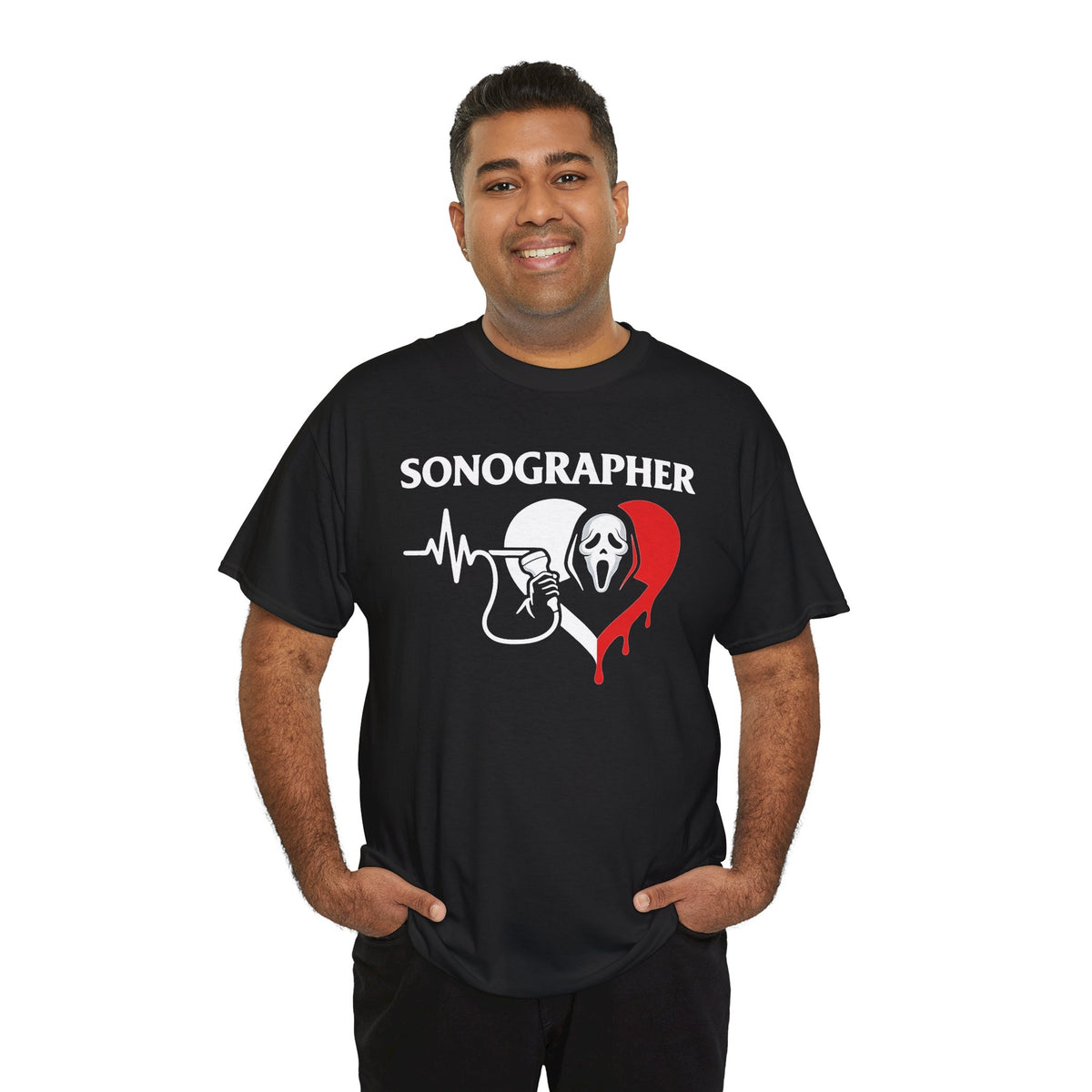 Sonographer Halloween shirt with heartbeat horror graphic