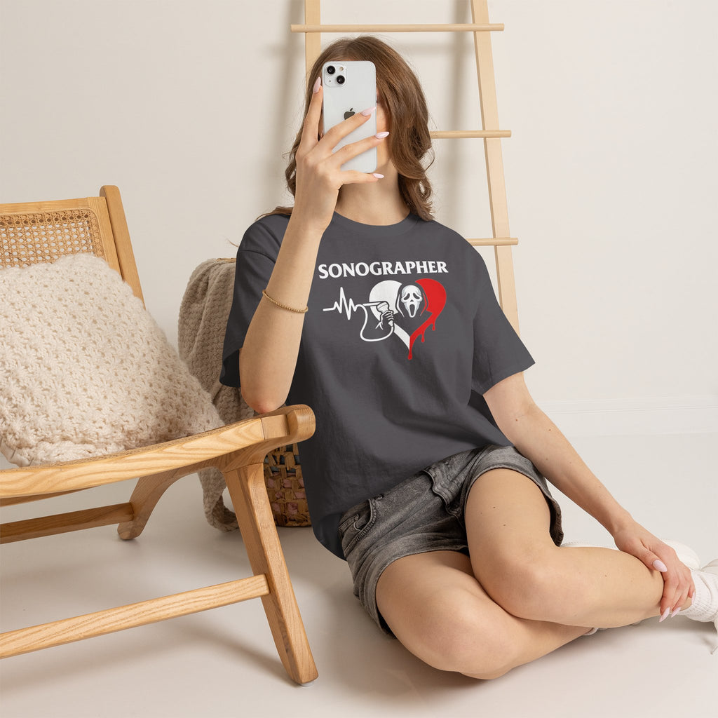 Sonographer Halloween shirt with heartbeat horror graphic