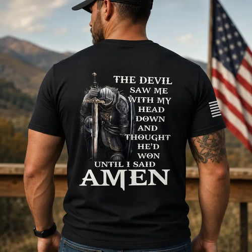 "The Devil Saw Me With My Head Down" Graphic T-Shirt – Dark Aesthetic Stoic Resilience Unisex Crewneck Tee