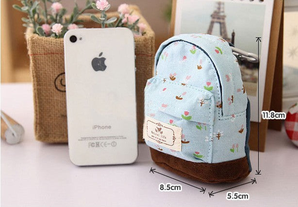 Korean floral mini backpack coin purse