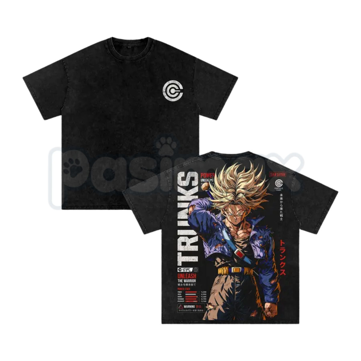 Future Trunks DBZ T-Shirt – Retro Capsule Corp Back Print Graphic Tee, Vintage Washed 90s Anime Lightweight Cotton Saiyan Top
