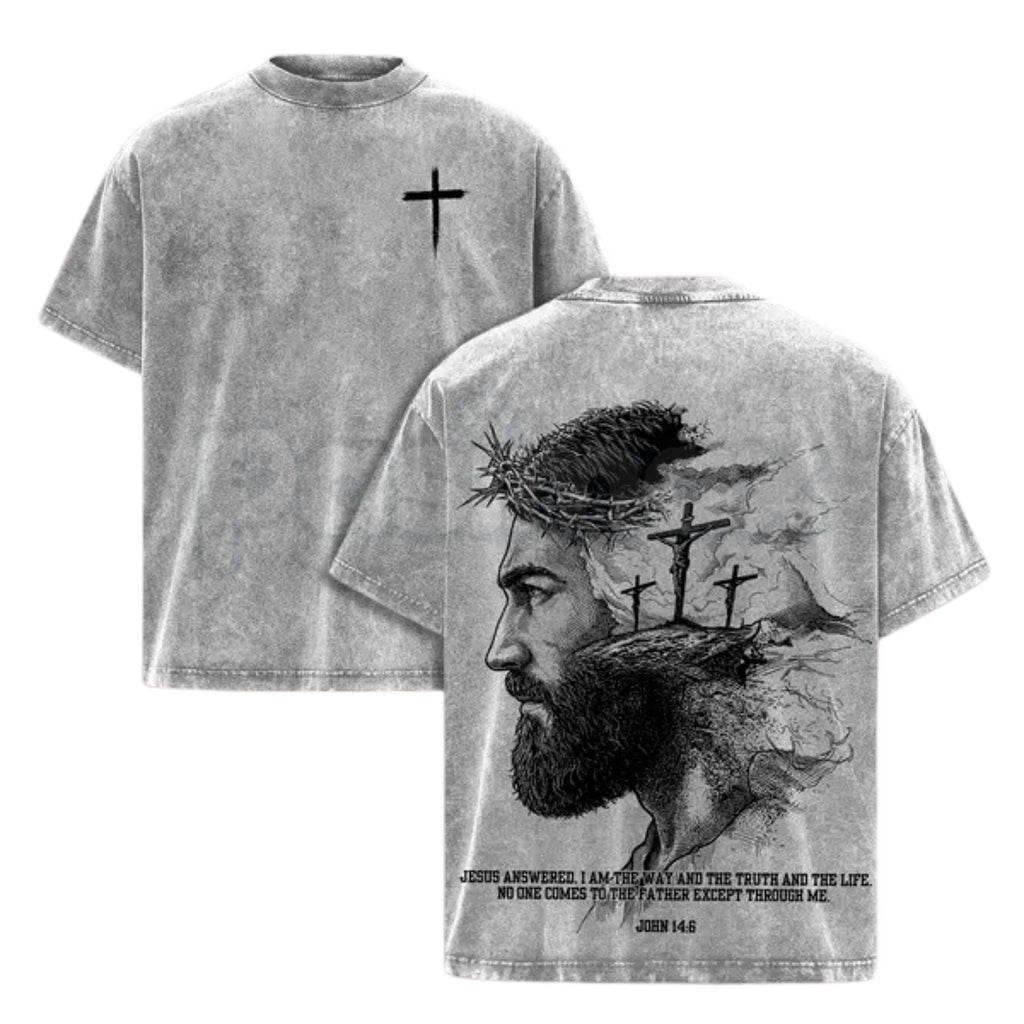 Double-Sided Vintage Washed Graphic Tee – Lightweight Cotton Faith Streetwear