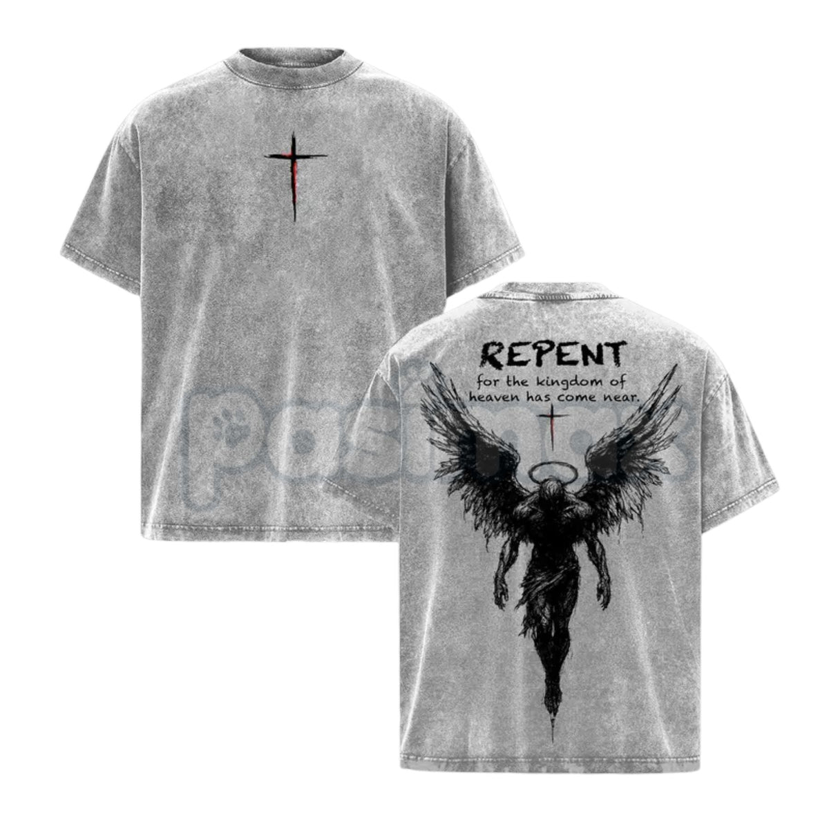 Christian streetwear t-shirt with angel wings repent graphic