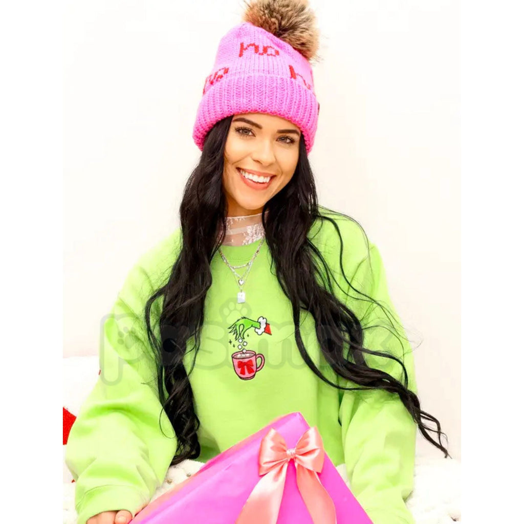 Embroidered Christmas Drink Sweatshirt – Festive Holiday Beverage Crewneck