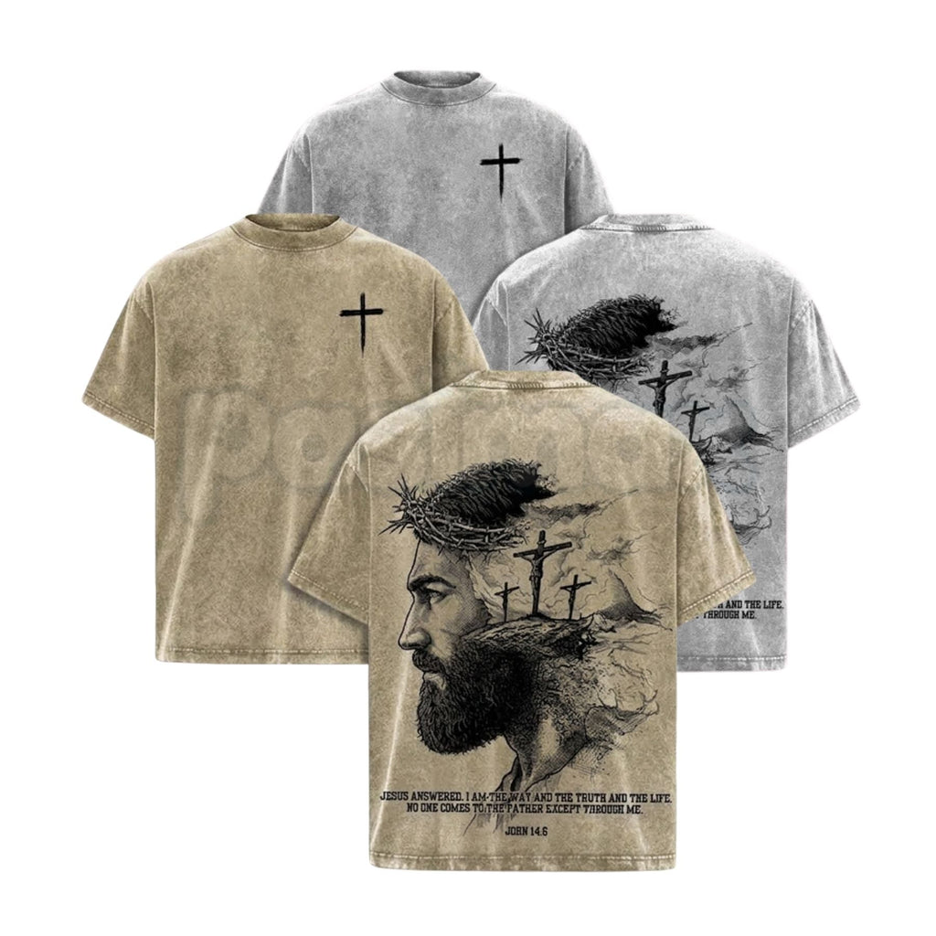 Double-Sided Vintage Washed Graphic Tee – Lightweight Cotton Faith Streetwear