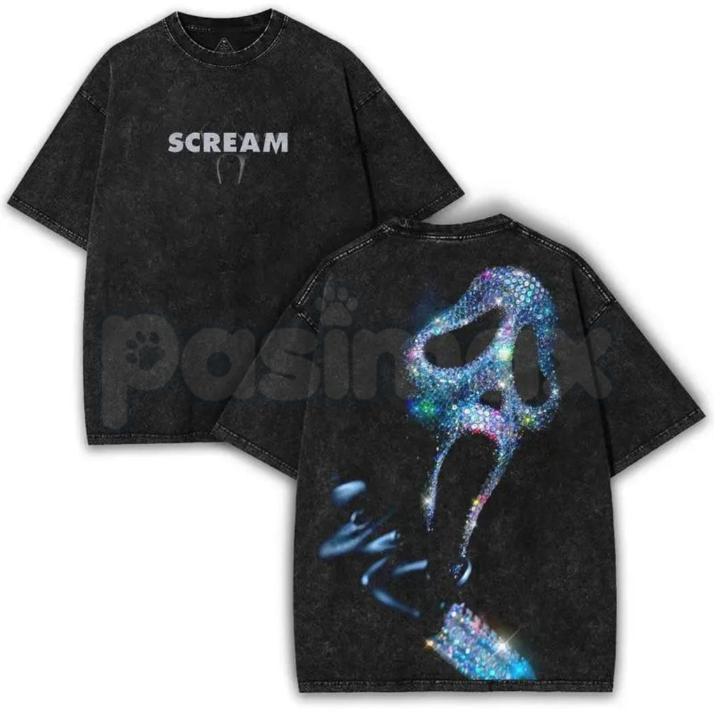 Ghostface "Scream" Slasher Streetwear Tee – y2k Vintage Washed Oversized Graphic T-Shirt