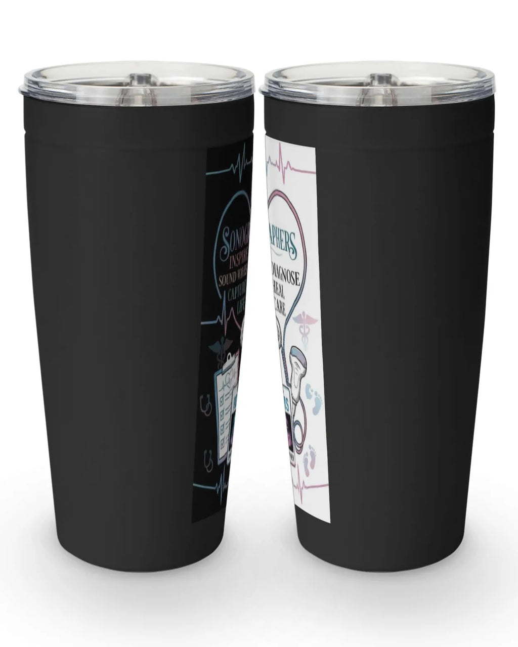 Sonographer tumbler featuring inspirational ultrasound graphics and vibrant colors, perfect for ultrasound tech gifts.
