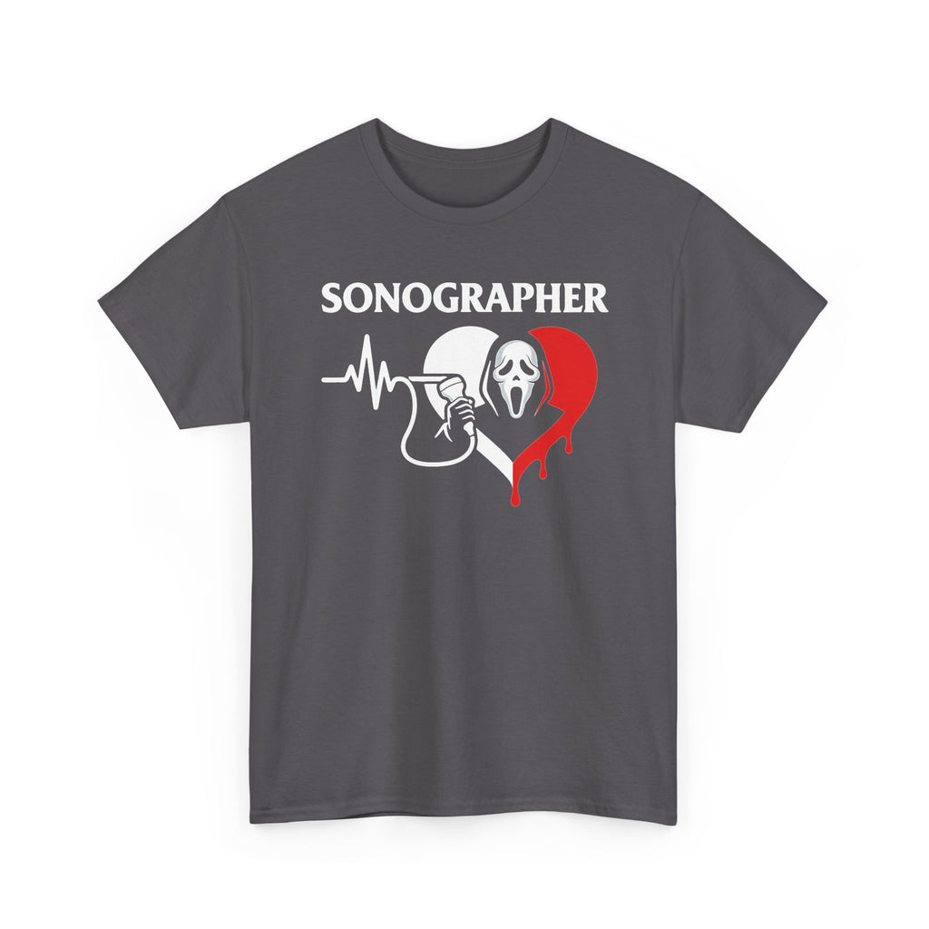 Sonographer Halloween shirt with heartbeat horror graphic