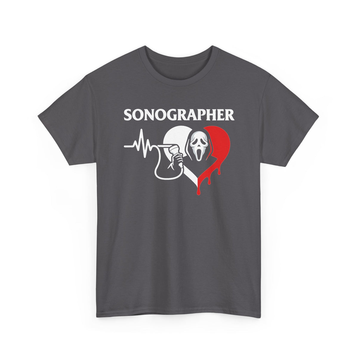 Sonographer Halloween shirt with heartbeat horror graphic
