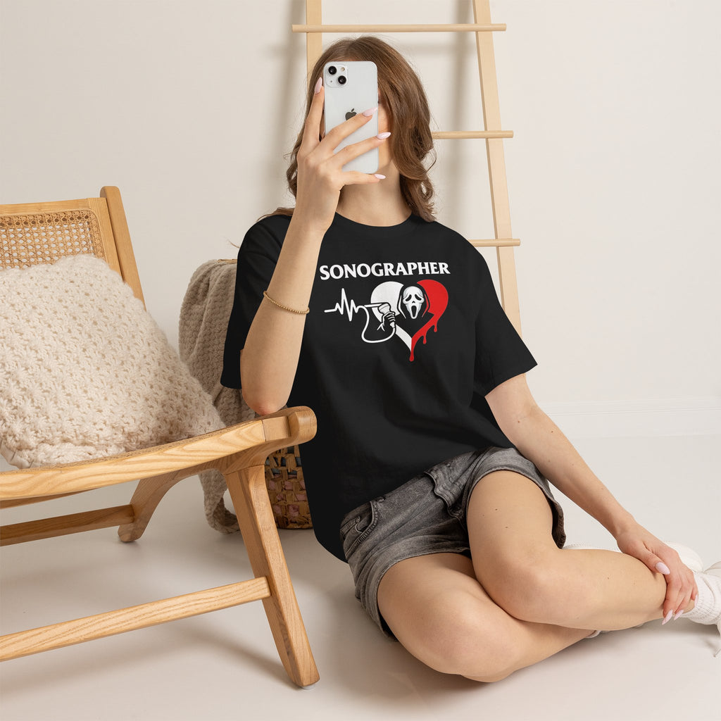Sonographer Halloween shirt with heartbeat horror graphic