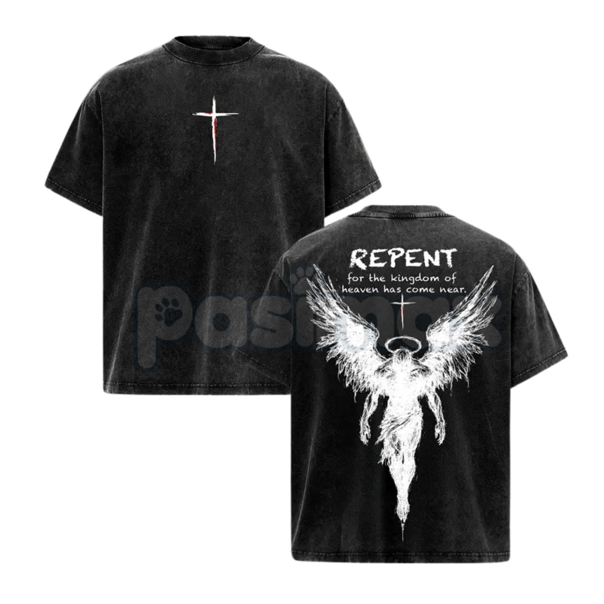 Christian streetwear t-shirt with angel wings repent graphic