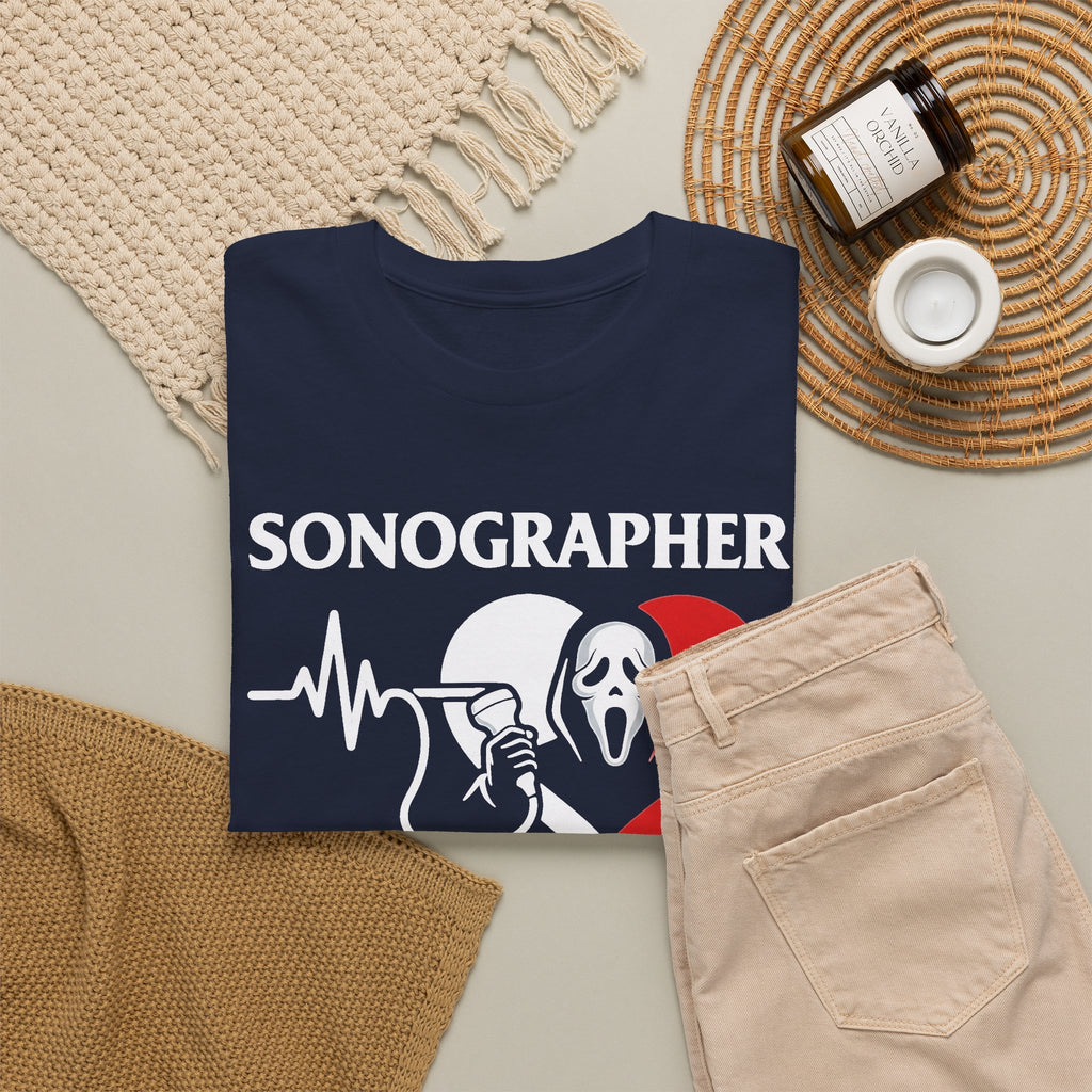 Sonographer Halloween shirt with heartbeat horror graphic