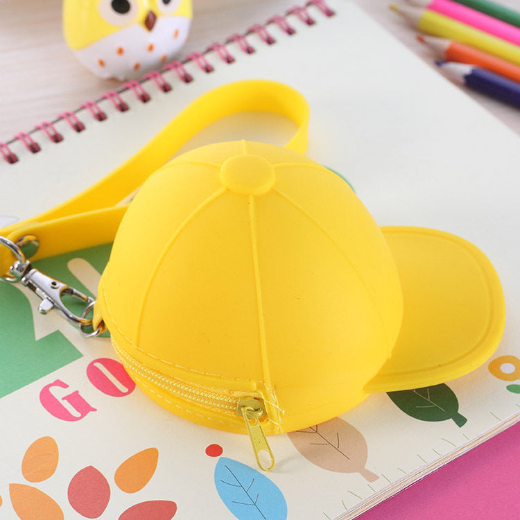 Cute silicone hat coin purse collection in various colors, showcasing playful design and soft silicone material.