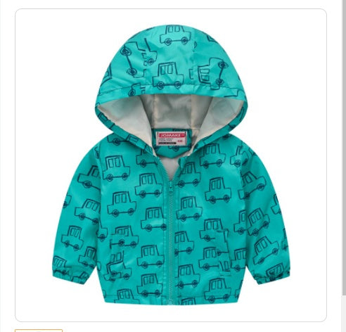 Kids hooded jacket with cartoon print