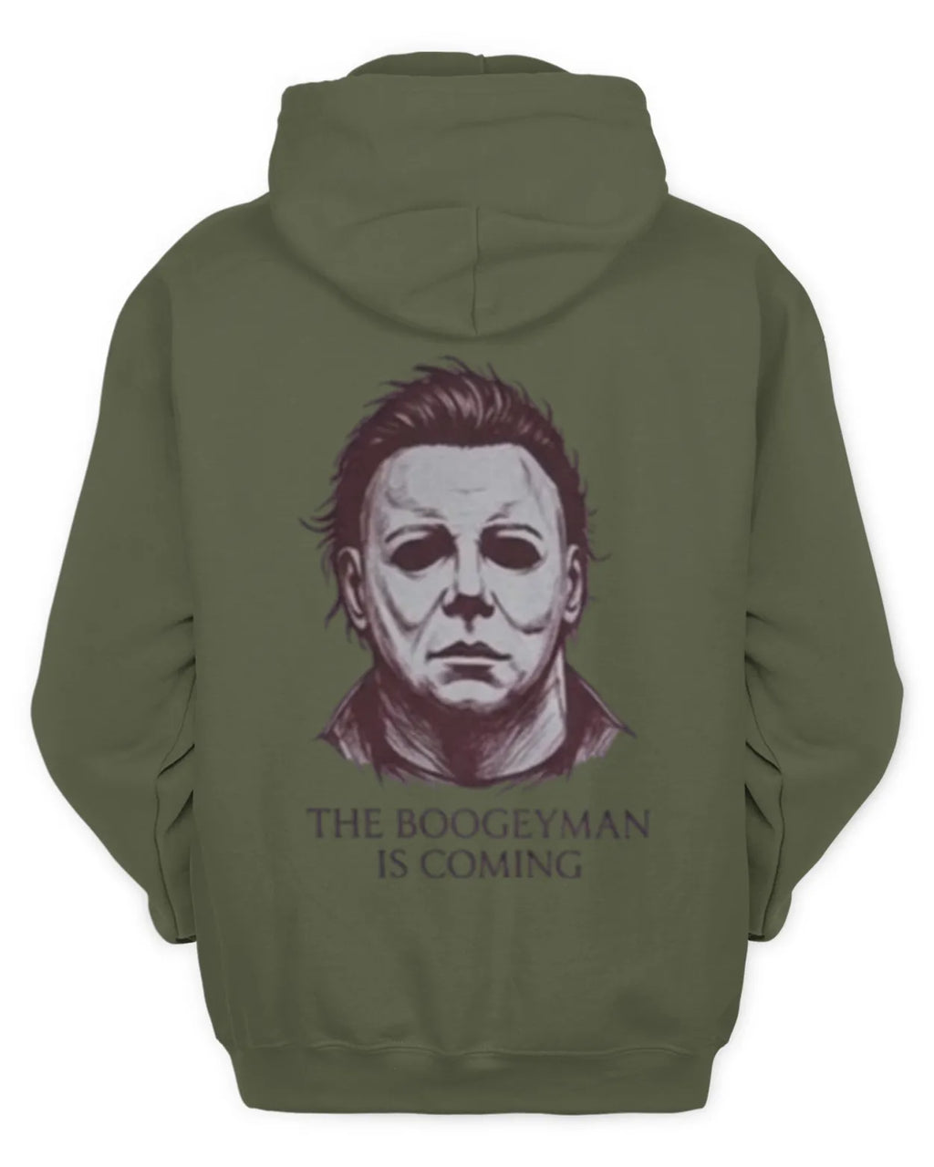 Michael Myers graphic hoodie with an ink-drawn design.