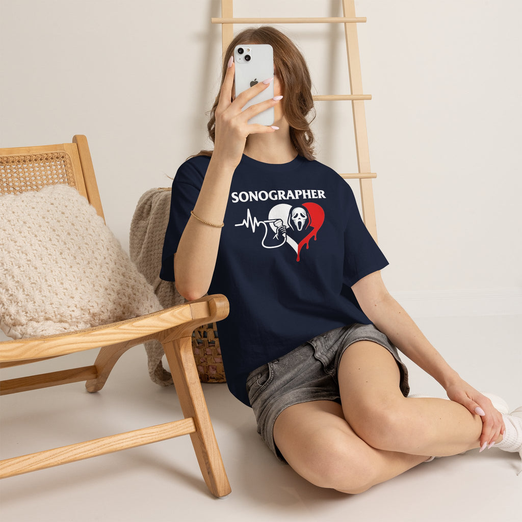 Sonographer Halloween shirt with heartbeat horror graphic