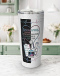 Sonographer tumbler featuring inspirational ultrasound graphics and vibrant colors, perfect for ultrasound tech gifts.