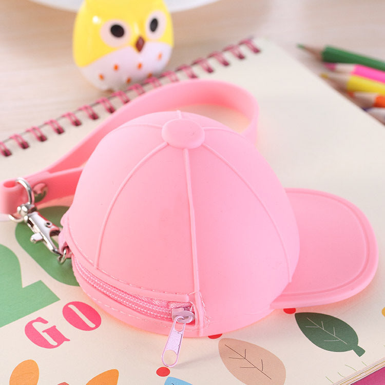Cute silicone hat coin purse collection in various colors, showcasing playful design and soft silicone material.