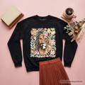 Floral Lion Vintage Graphic Sweatshirt – Inspirational Crewneck Sweater