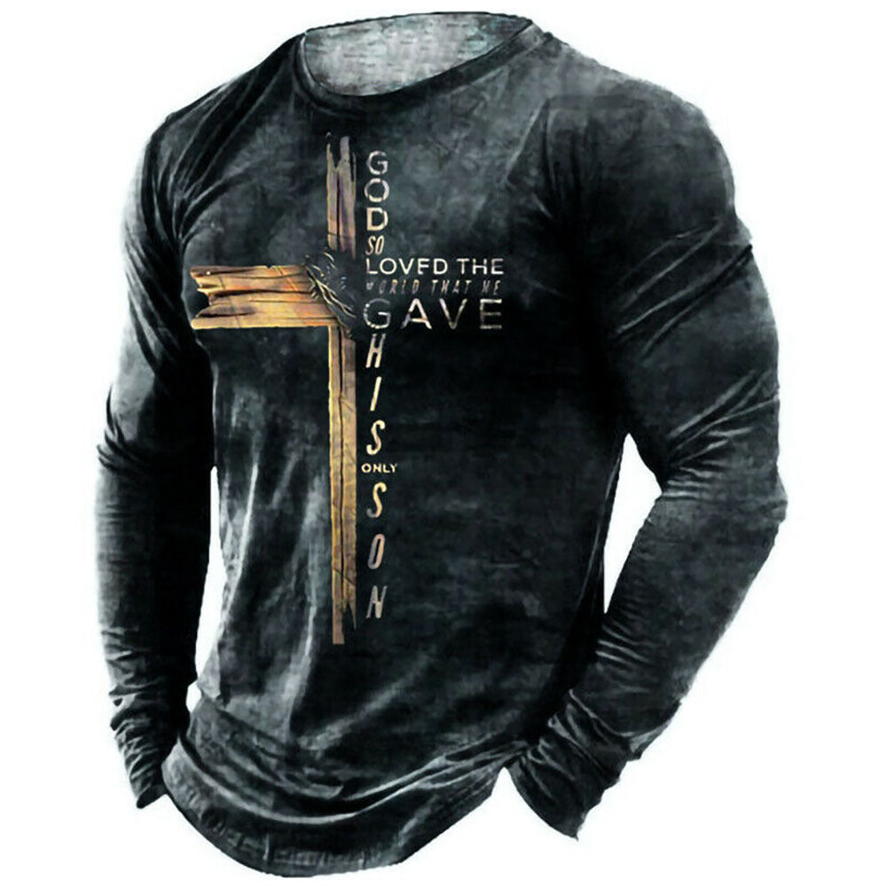 Retro 3D Printed Men's Long Sleeve Hip-hop T-shirt