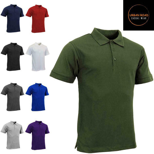 Urban Road Mens premium polo shirt in navy with triple stitching and knitted collar