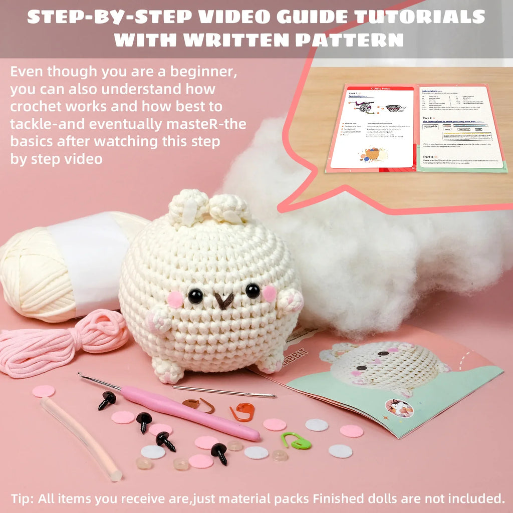 Chubby Bunny kawaii crochet kit for beginners 