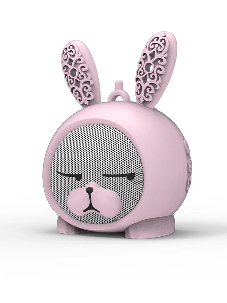 Portable Bunny Bluetooth Speaker in pink with whimsical bunny ears and a cute facial design.