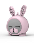 Portable Bunny Bluetooth Speaker in pink with whimsical bunny ears and a cute facial design.