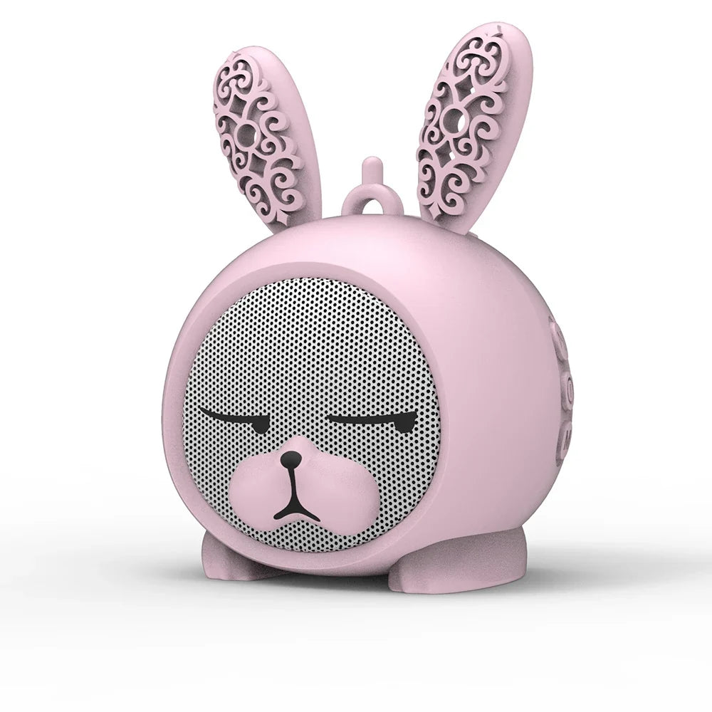 Portable Bunny Bluetooth Speaker in pink with whimsical bunny ears and a cute facial design.