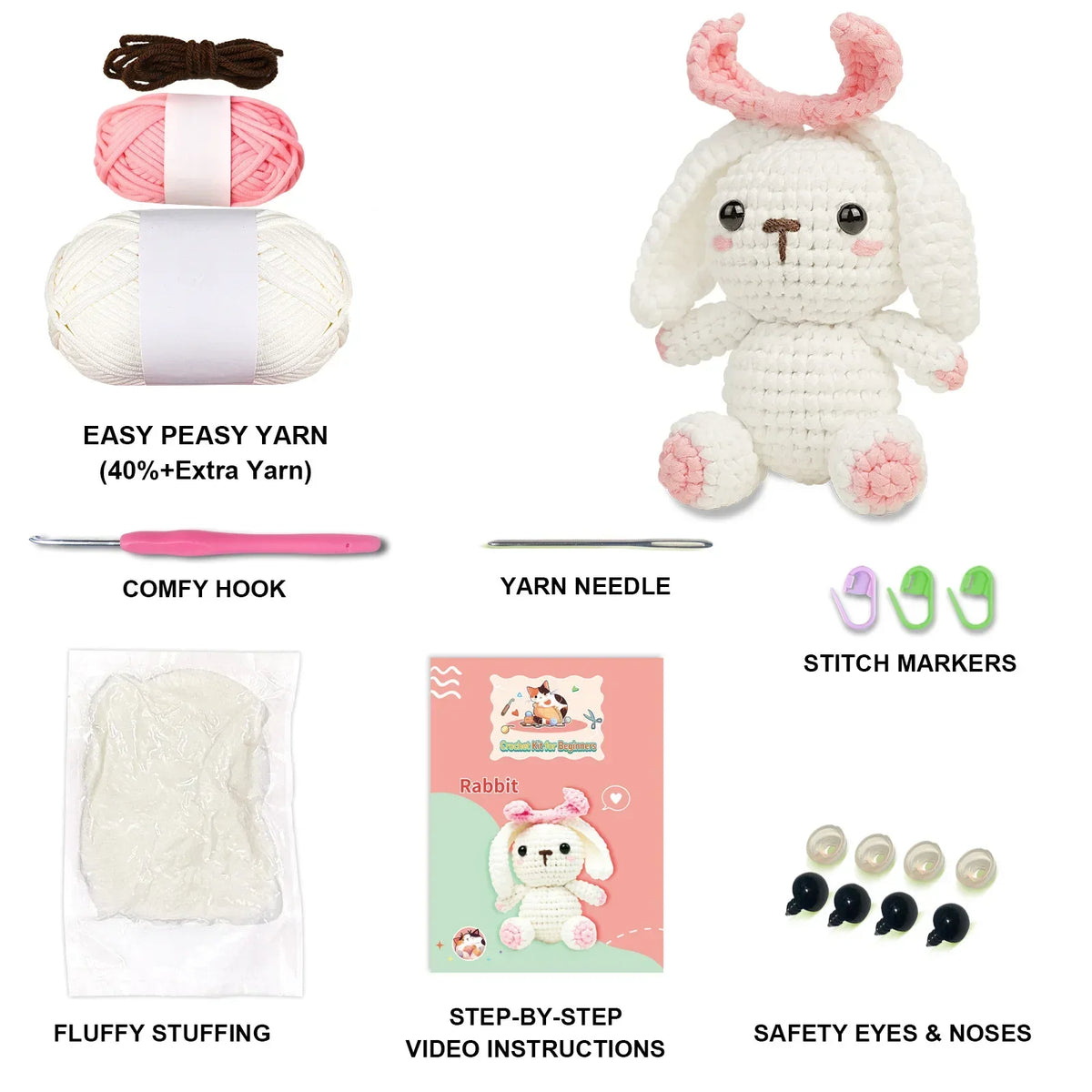Sweet Bunny kawaii crochet kit for beginners