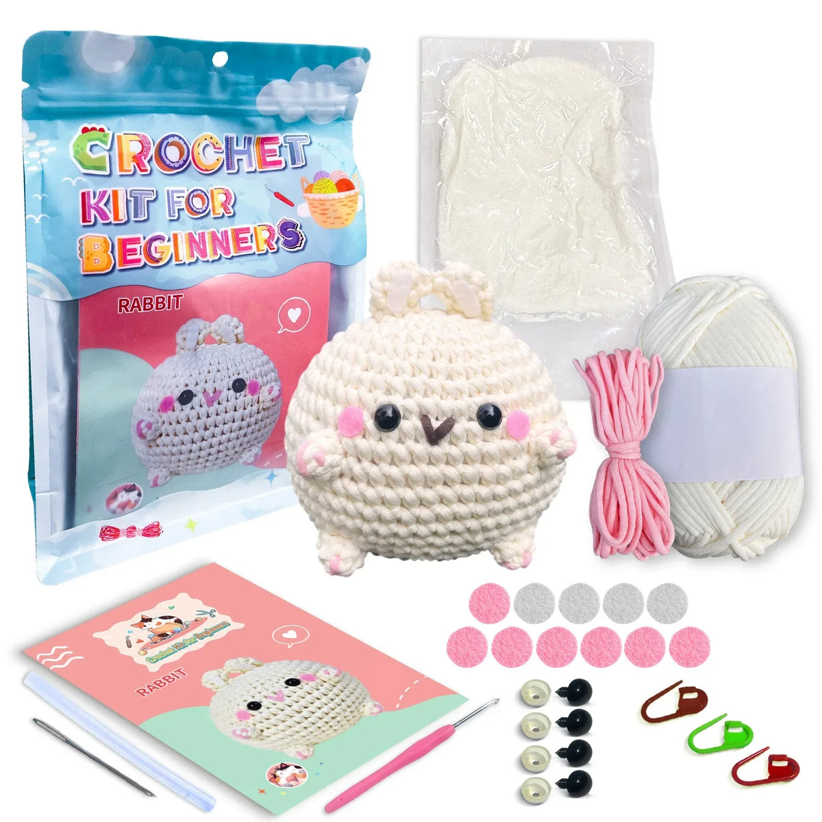 Chubby Bunny kawaii crochet kit for beginners 