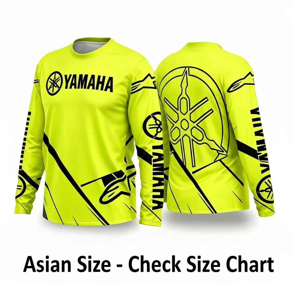 Yamaha motorcycle riding suit front view, breathable off-road gear