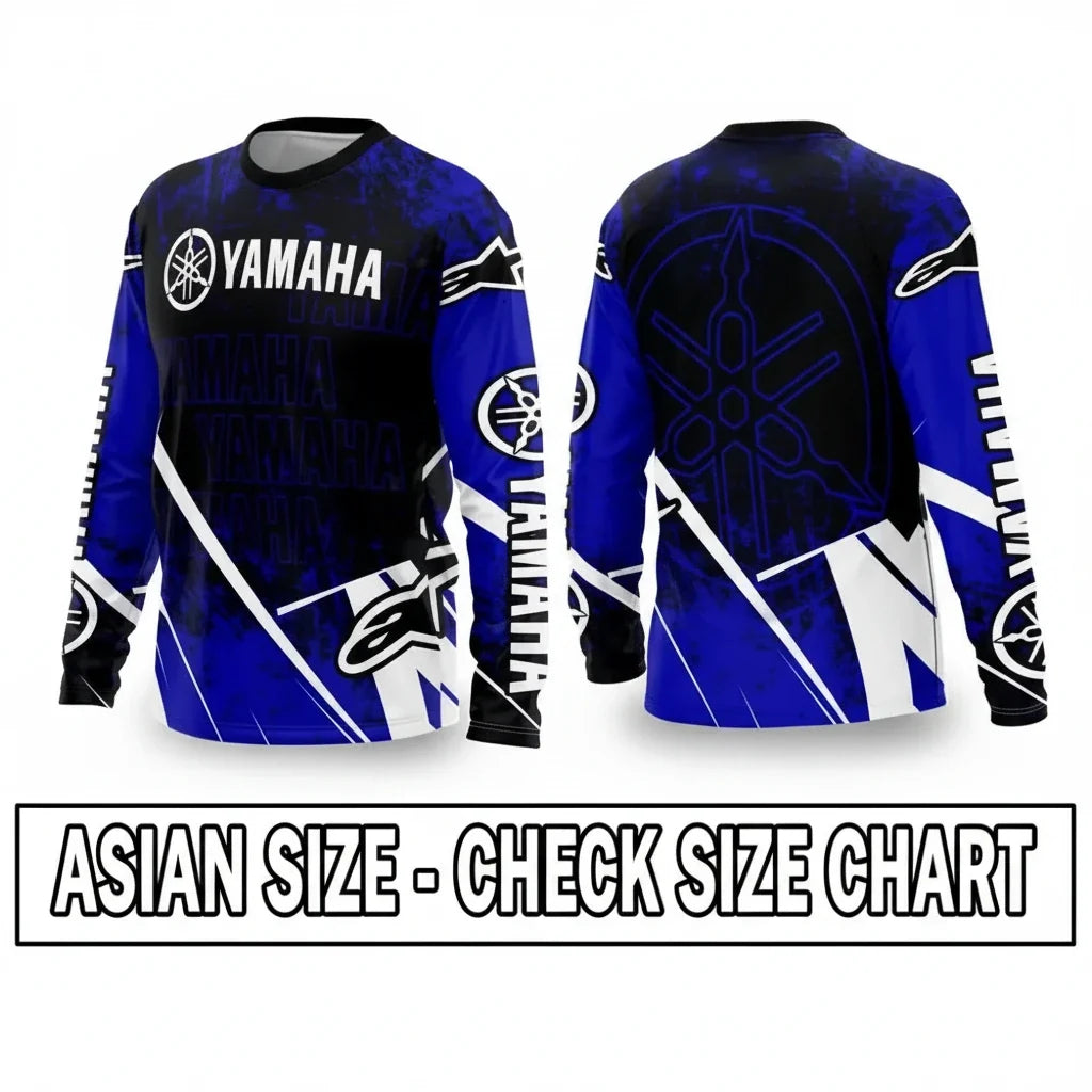 Yamaha motorcycle riding suit front view, breathable off-road gear