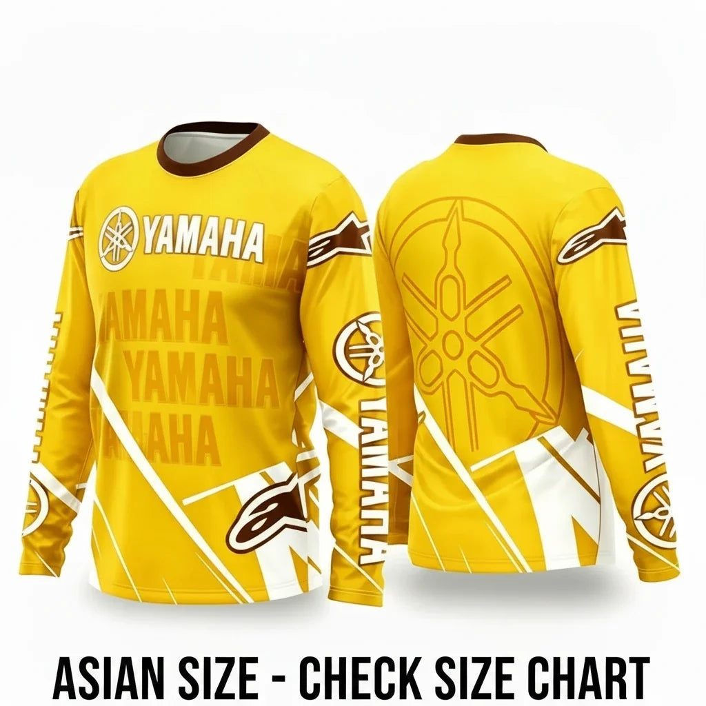 Yamaha motorcycle riding suit front view, breathable off-road gear