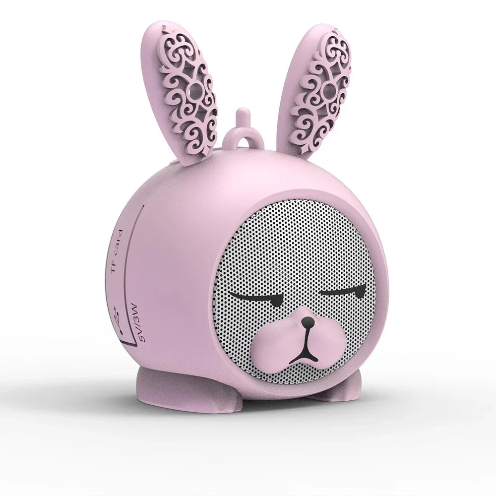 Portable Bunny Bluetooth Speaker in pink with whimsical bunny ears and a cute facial design.