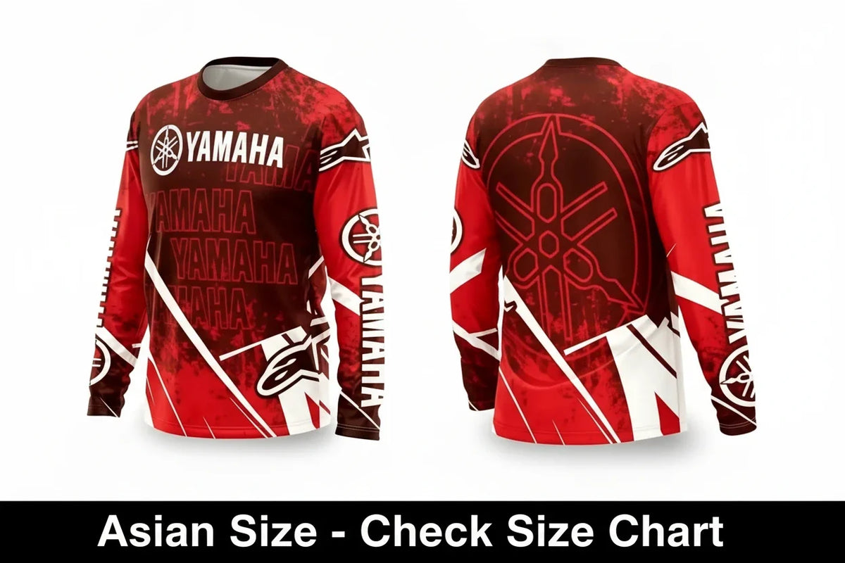 Yamaha motorcycle riding suit front view, breathable off-road gear
