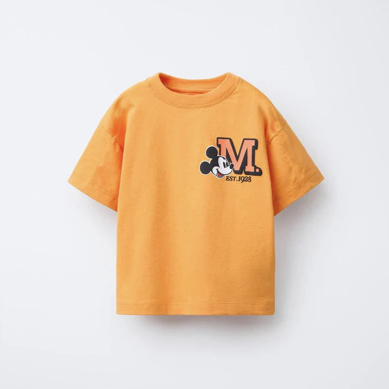 Mickey TShirt 2025 Summer Loose Casual Base Shirt Pure Cotton Tees New Design Round Neck Tops Toddler Cartoon Short Sleeve