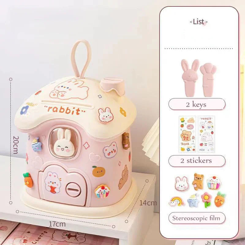 Cute Bunny House Coin Bank