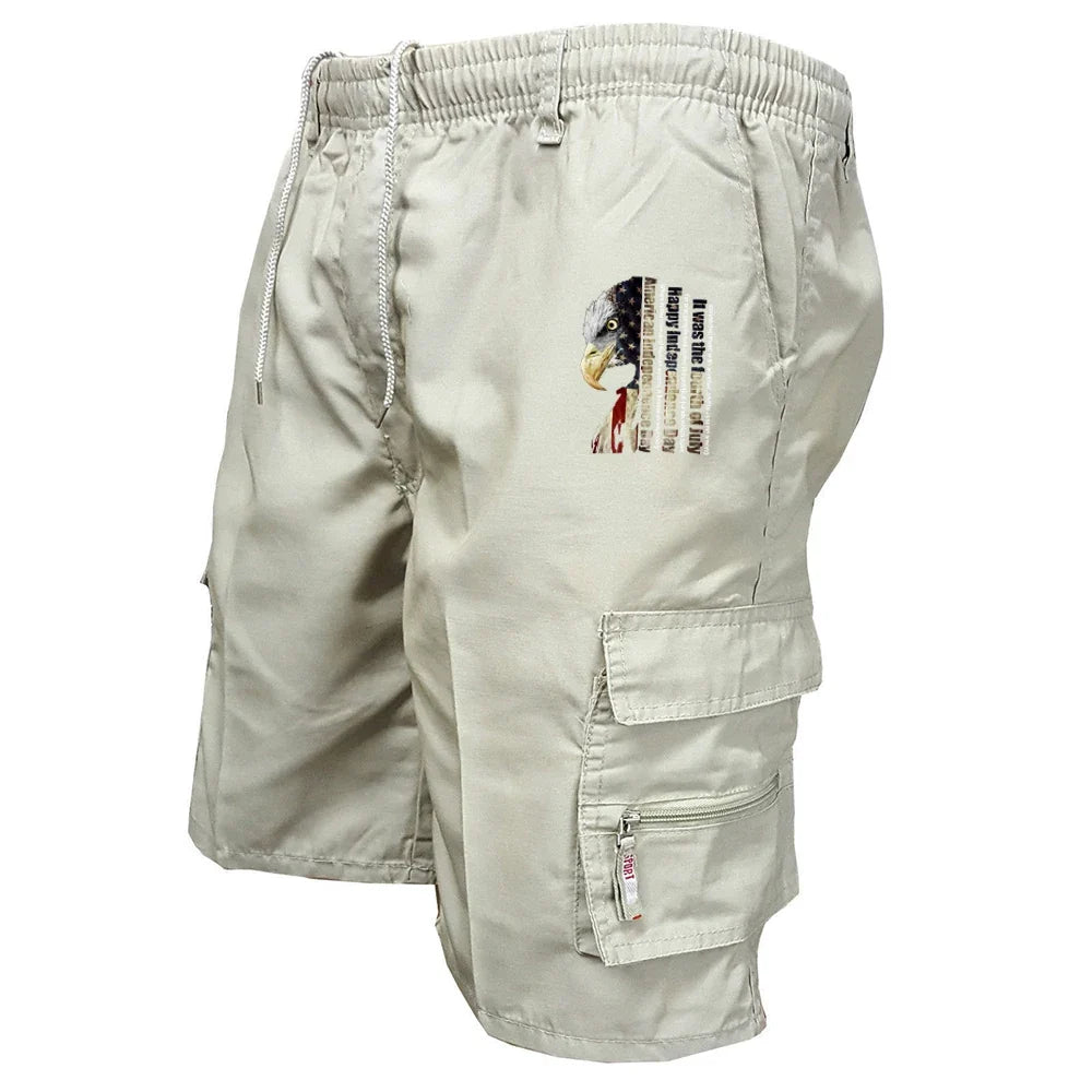 Men's Elastic Waist Cargo Work Shorts Men Outdoor Leggings Leisure Harajuku Street Style Jogging Shorts Loose Work Casual Shorts